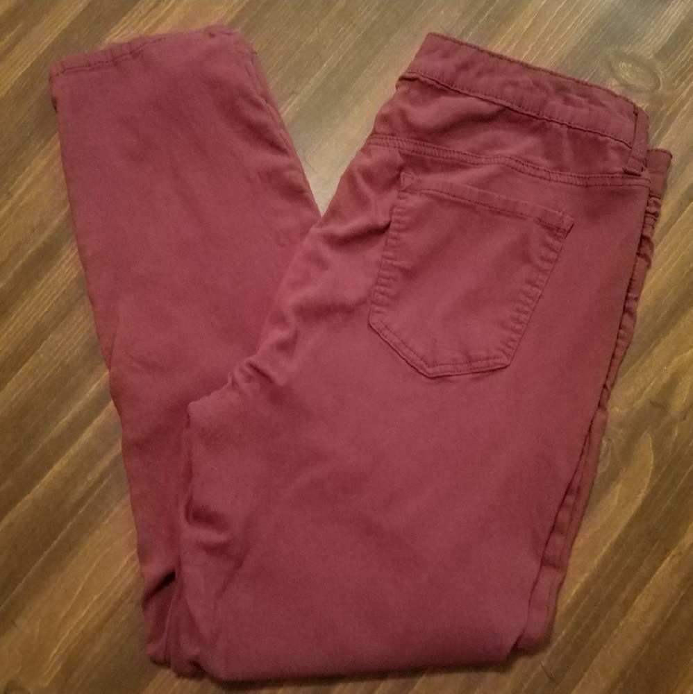 DONATING 1/20/25 Simply Emma Maroon Skinny Pants - Picture 2 of 5